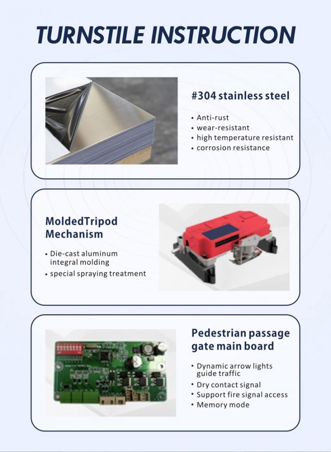 Portone all'altezza della vita del cancello girevole del treppiede di prezzo competitivo, portone della barriera del pedone di SUS 304 per sicurezza di Access 2