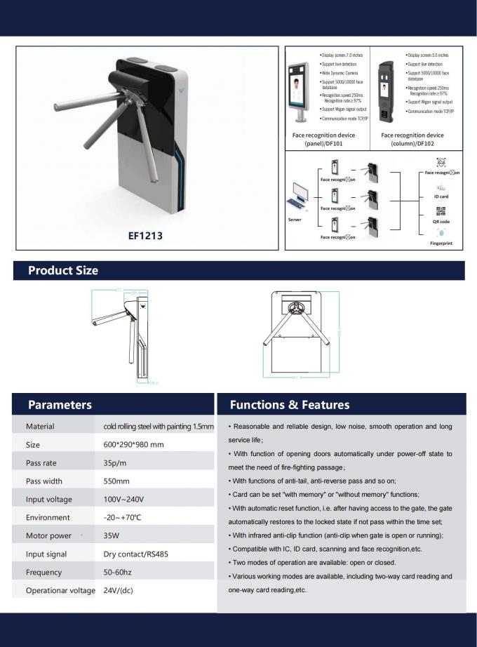 Controllo dell'accesso a pedoni completamente automatico Porta girante Acciaio laminato a freddo con verniciatura Spessore 1,5 mm 1